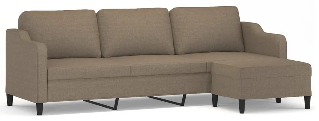 3153526 vidaXL Canapea cu 3 locuri și taburet, taupe, 210 cm, textil