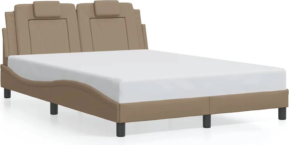 vidaXL Cadru de pat, Viana, fără saltea, cappuccino, 140x190 cm, piele ecologică