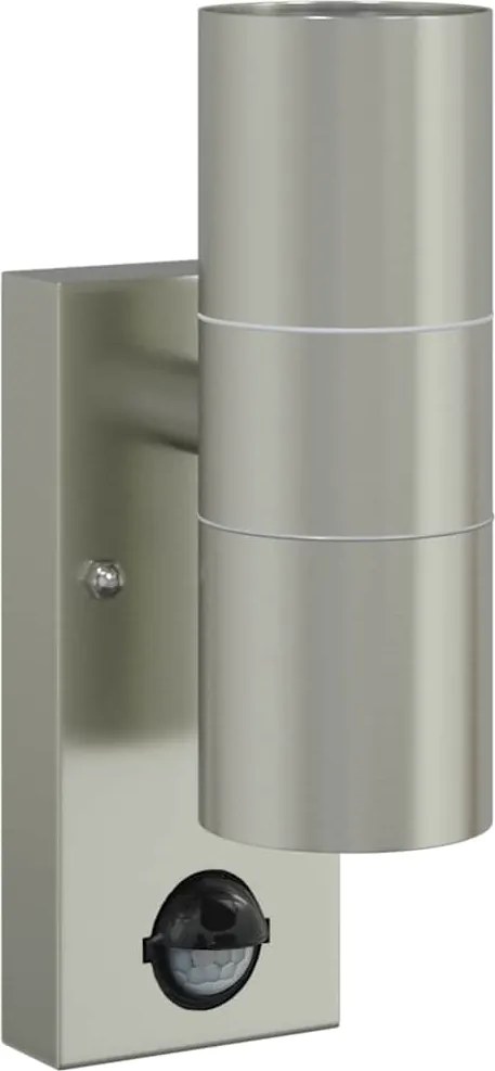 vidaXL Lumină de perete pentru exterior Argintiu 7 x 10 x 22 cm