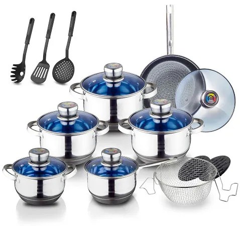 Set inox oale si tigaie 18 piese Royalty Line RL-1801BM