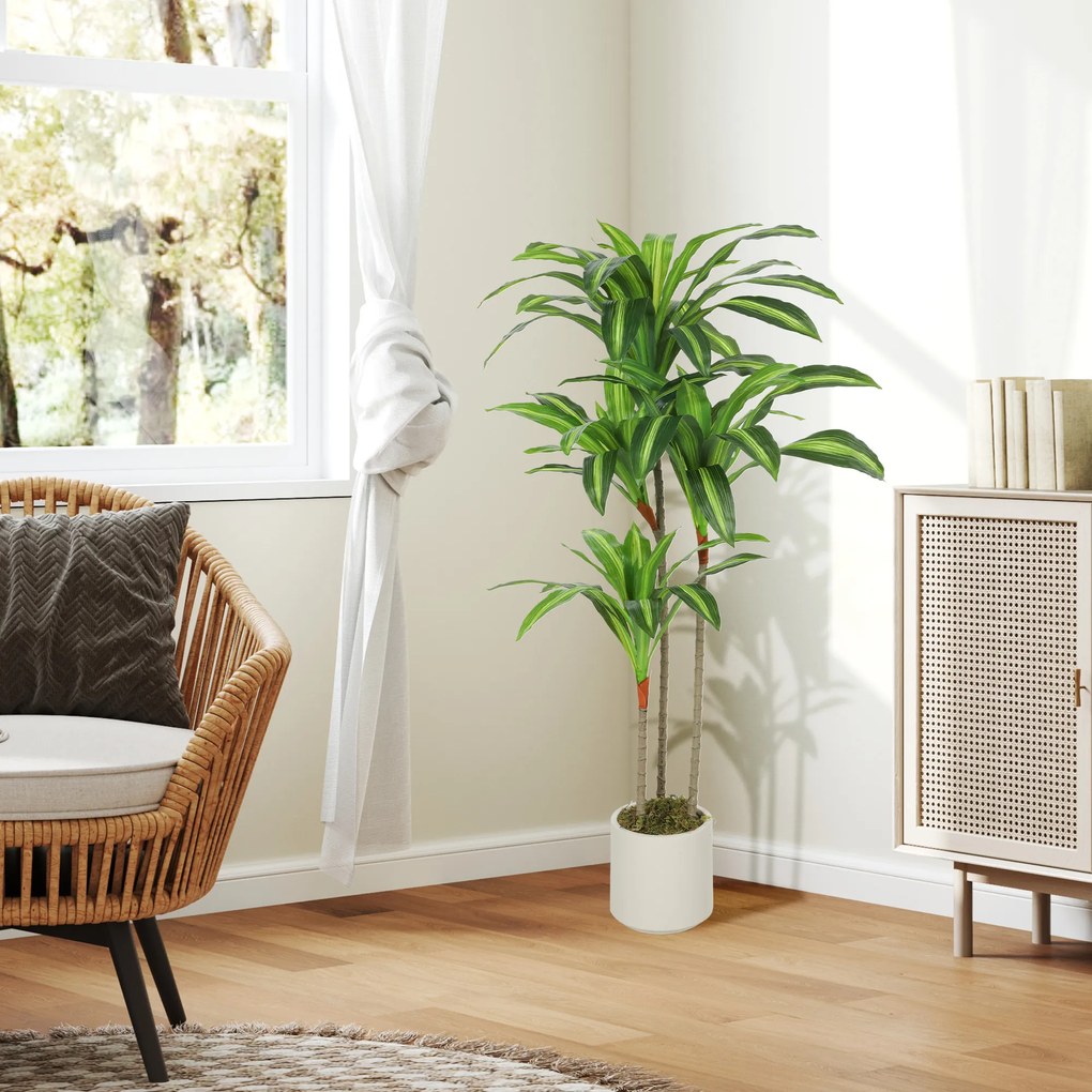 HOMCOM Arbore artificial Dracaena 120 cm cu ramuri flexibile - Verde | Aosom Romania