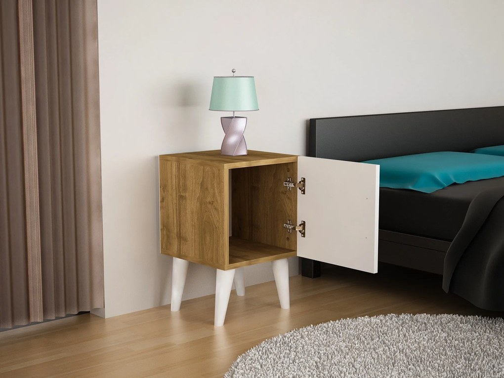 Noptieră Bellini v1 - White, Walnut