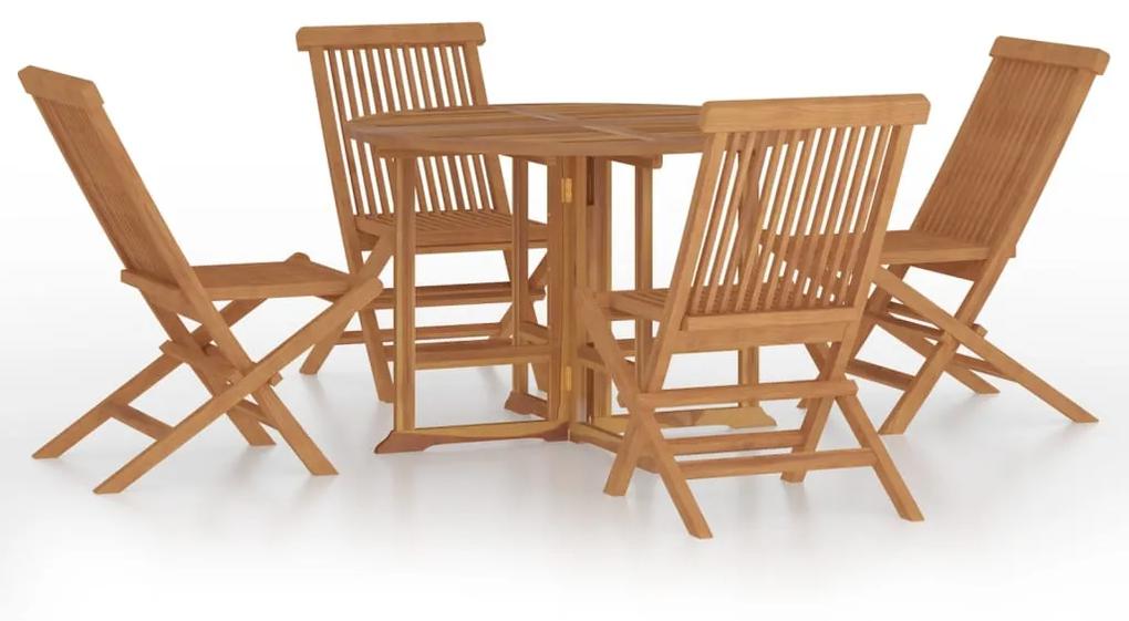 3096571 vidaXL Set de mobilier de exterior pliabil, 5 piese, lemn masiv de tec