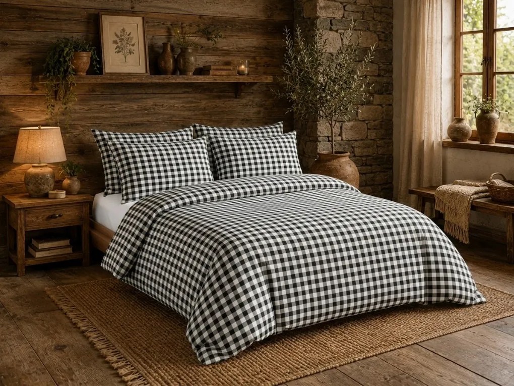 Lenjerie de pat din bumbac NORDIC CHECK gri inchis Dimensiune lenjerie de pat: 70 x 90 cm | 140 x 200 cm