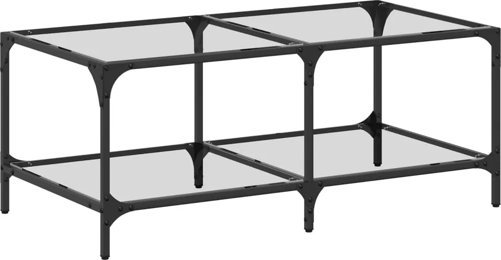 vidaXL Măsuță de cafea cu blat sticlă transparentă 98,5x50x40 cm oțel