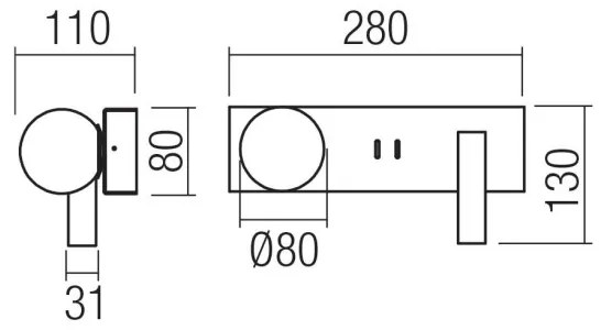 Redo 01-4663 - Aplică LED de perete NORMA, 5W/230V + 3W LED CRI 90, USB, negru