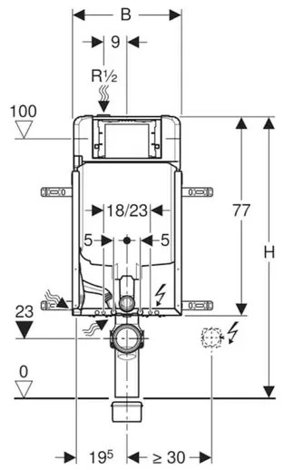 Rezervor incastrat Geberit Sigma cu cadru Kombifix pentru wc suspendat 109 cm