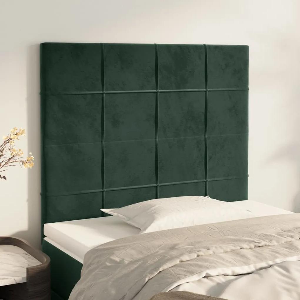 3116377 vidaXL Tăblii de pat, 2 buc, verde închis, 100x5x78/88 cm, catifea