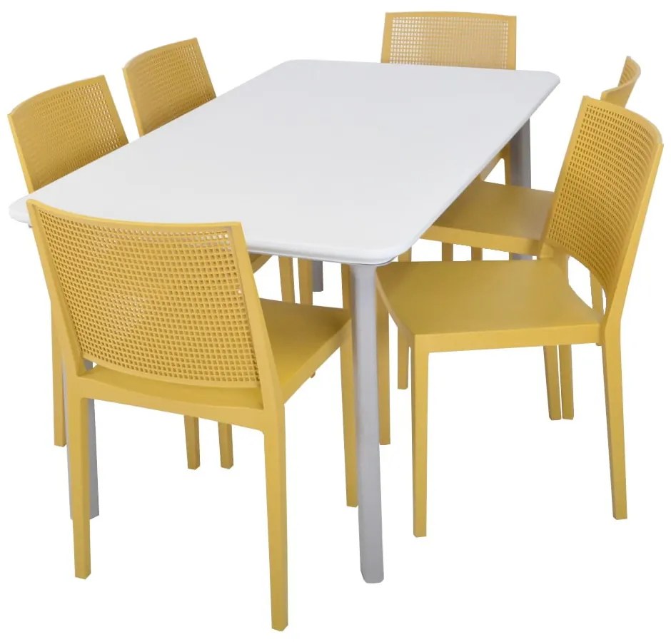Scaun de grădină galben din plastic Grid – Rojaplast