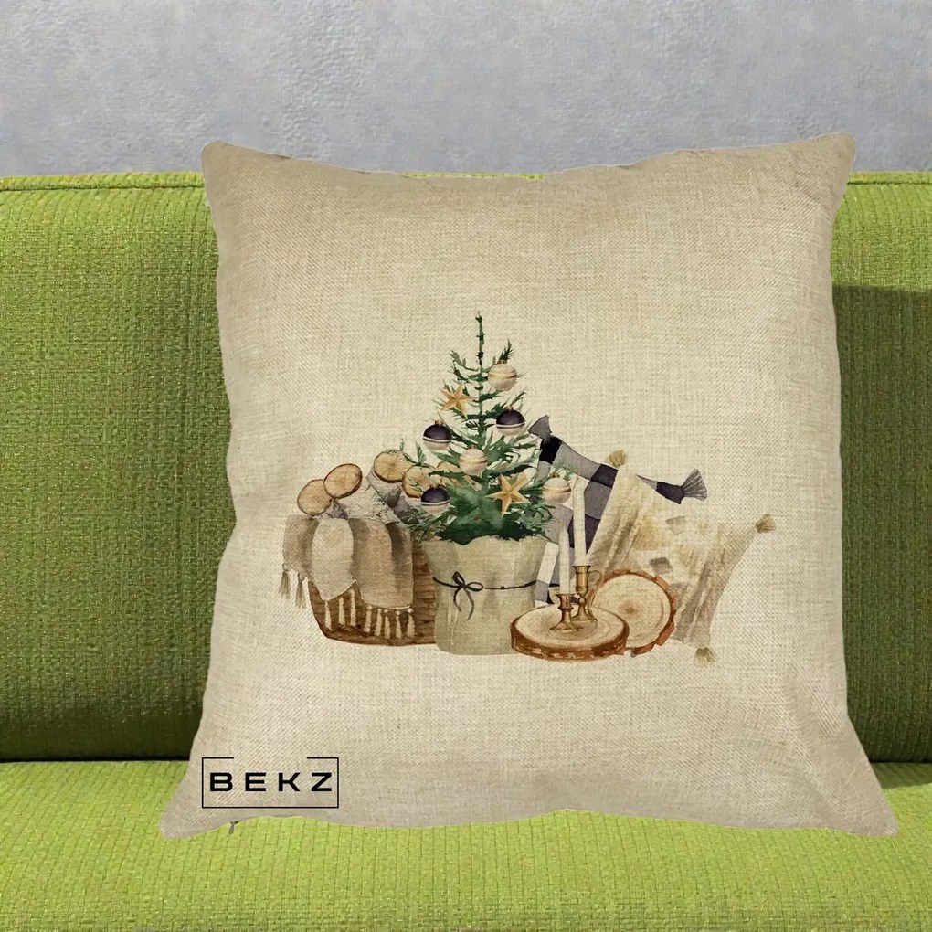 Perna Decorativa Colt Cozy de Craciun Boho, 40x40 cm, Crem, Husa Detasabila, Perna Inclusa, BEKZ®