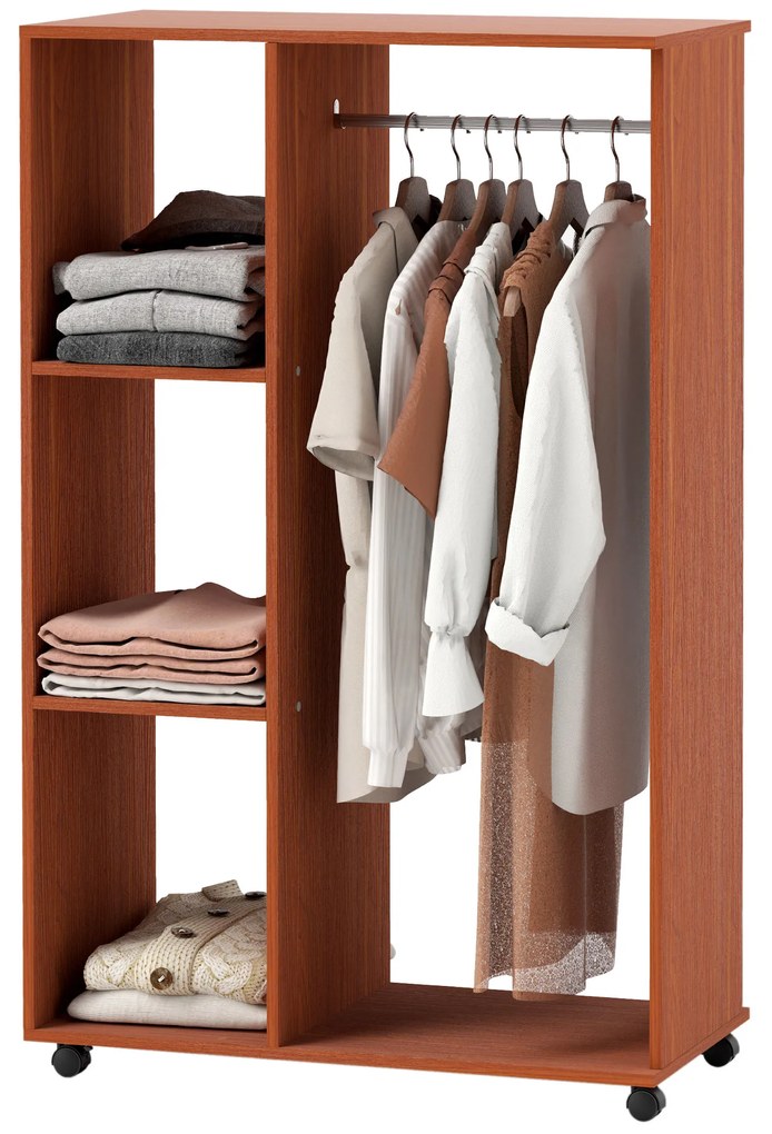 HOMCOM Dulap Penderie Dulap Depozitare Mobil Plăci de Particule Culoare Nuc | Aosom Romania