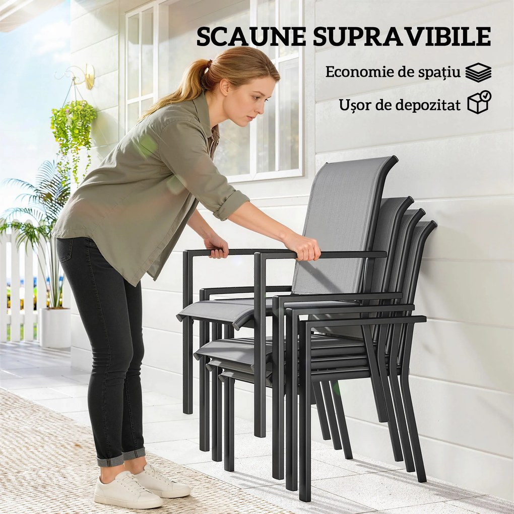 Outsunny scaune și masă de exterior din lemn și metal | Aosom Romania