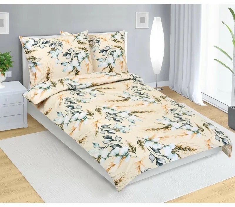 Lenjerie de pat din bumbac Bellatex Spic bej , 140x 220 cm, 70 x 90 cm, 140 x 220 cm, 70 x 90 cm