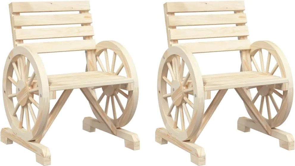 vidaXL Scaune de grădină, 2 buc., 58x58x78,5 cm, lemn masiv de brad