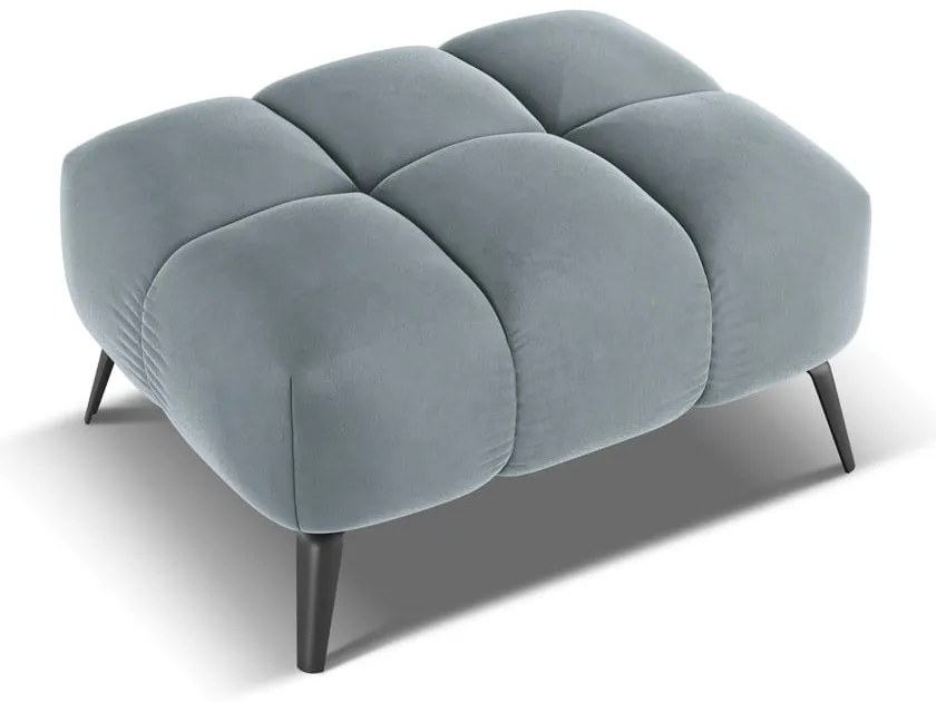 Taburet albastru deschis cu tapițerie din catifea Nalu – Makamii