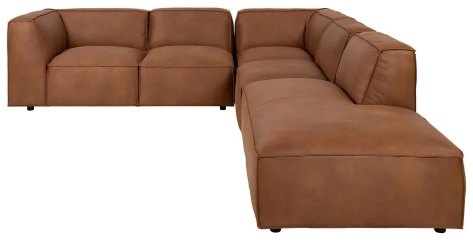 Colțar maro coniac cu tapițerie din imitație de piele (colț dreapta) Fairfield Kentucky – Bonami Selection