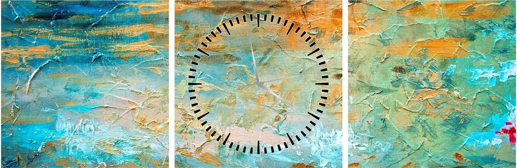Tablou - Abstract albastru (cu ceas) (90x30 cm)
