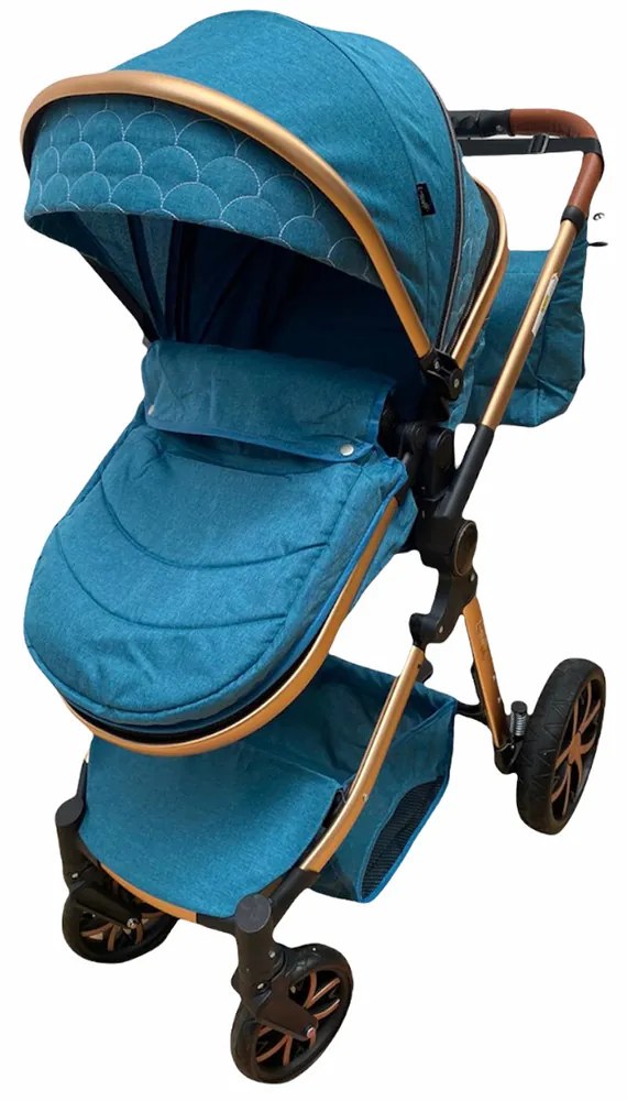 Carucior 3 in 1 transformabil in mod sport cu landou si geanta, 0-36 luni, Turcoaz - CPC-12-turcoaz