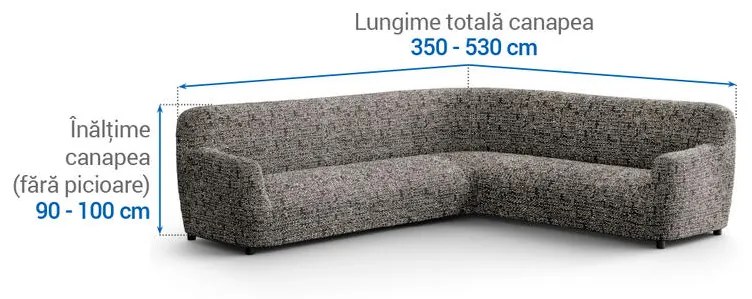 Huse bielastice GLORIA maro colțar (l. 350 - 530 cm)