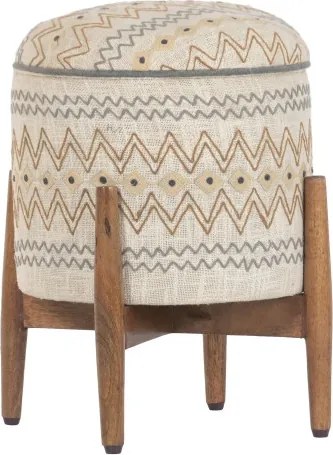 Taburet din lemn de mango cu broderie manuala " Brodery "