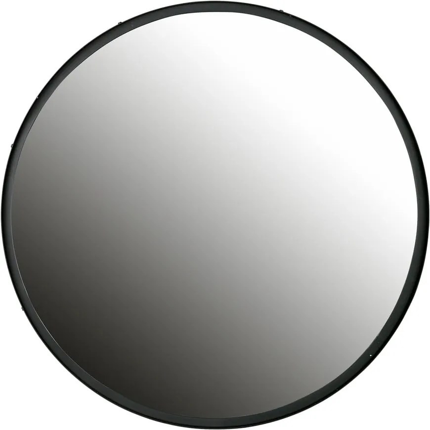 Oglindă de perete cu ramă neagră WOOOD Lauren, Ø 80 cm