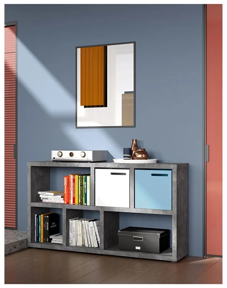 Bibliotecă gri cu aspect de beton 150x83 cm Berlin – TemaHome