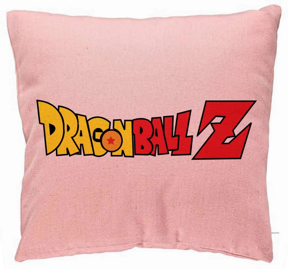 Perna Decorativa cu Dragonball Logo, 40x40 cm, Roz, Husa Detasabila, Burduf