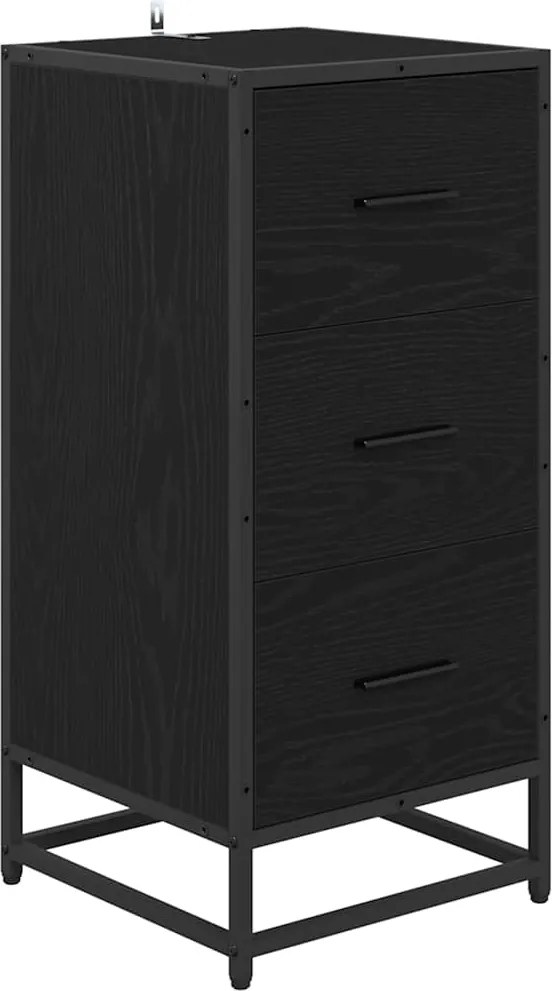 vidaXL Bufet Stejar Negru 35.5 x 35 x 76 cm