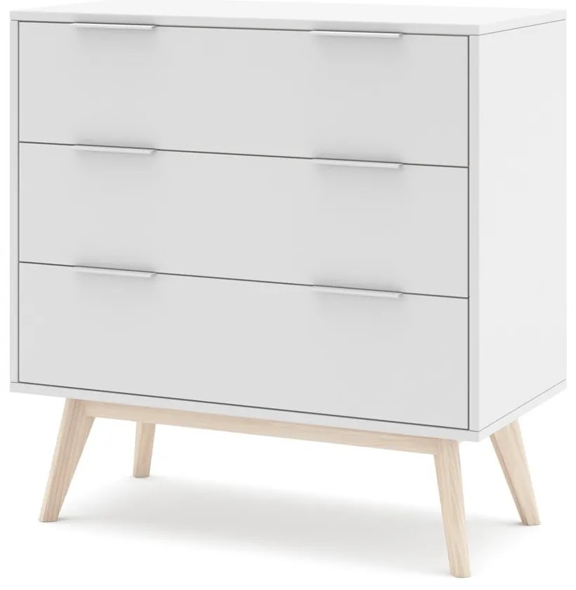 Comodă albă joasă 80x83 cm Campus – Marckeric