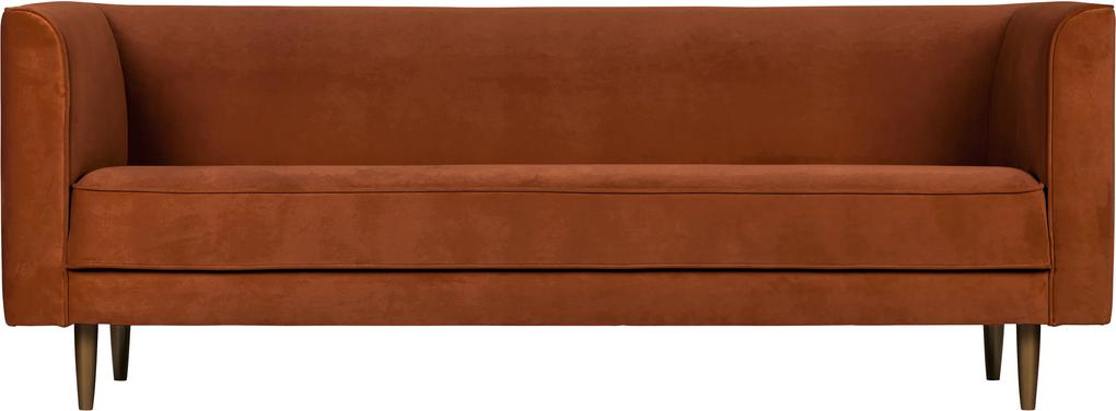 Canapea din catifea, 3 locuri, caramiziu