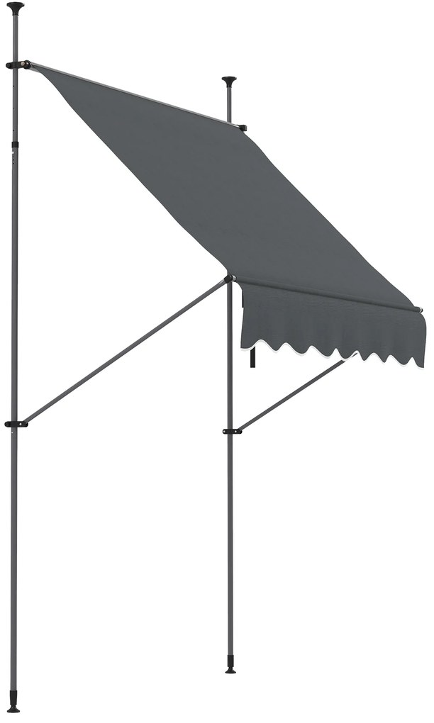 Outsunny Parasolar Manual Retractabil cu Manivela 200x120x210-300 cm cu Inaltime Ajustabila Impermeabil si Anti-UV Gri Inchis | Aosom Romania