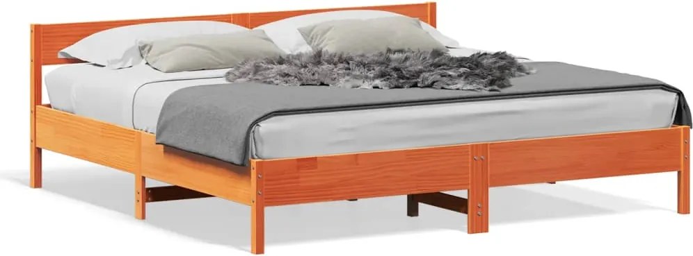 vidaXL Cadru de pat fără saltea, maro ceruit 200x200 cm lemn masiv pin