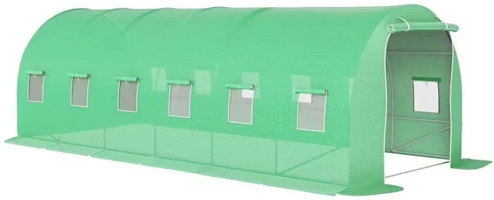 FOLIE solar de grădină, 4x6 m, 24 m², PE armată, rezistentă 180g/m2, cu filtru UV, impermeabila, 12 ferestre rulante, Verde, GH46C,