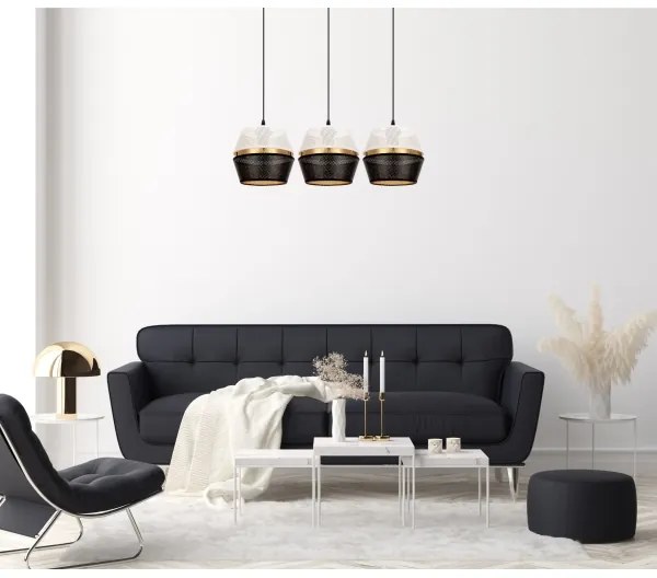 Lustră pe cablu PARIS 3xE27/60W/230V albă/neagră/aurie