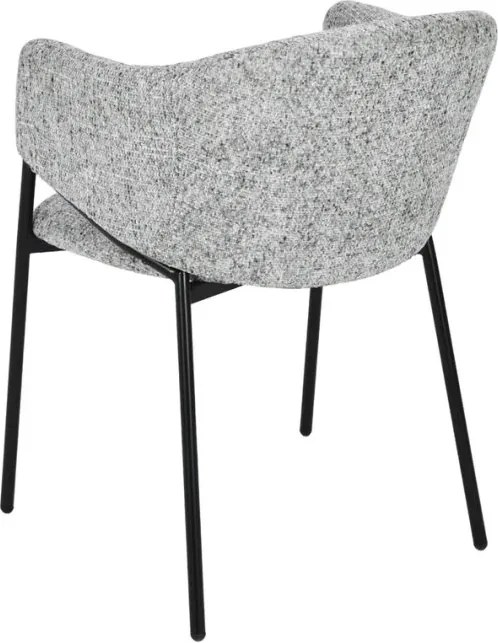 Set de 2 scaune aspect retro, Metal Negru, Chenille Gri, NOBLESSE A-47577 VC