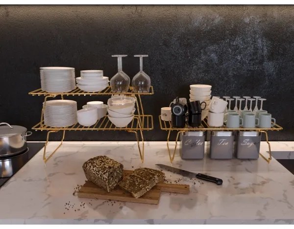 Organizator cu rafturi 42x19 cm auriu