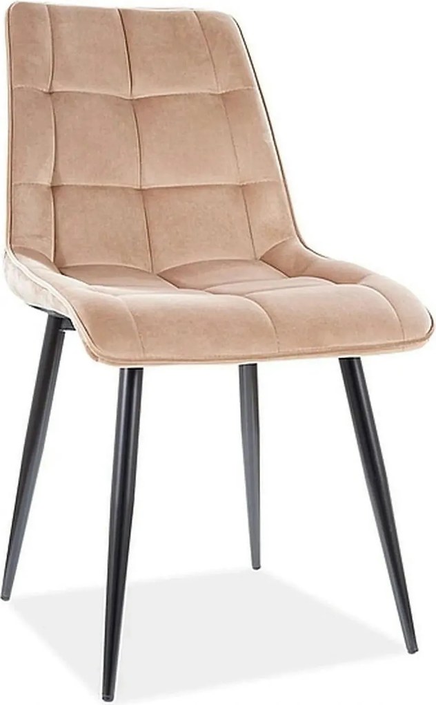 Scaun tapitat stofa CHIC, bej, catifea/metal, 50x58x88 cm