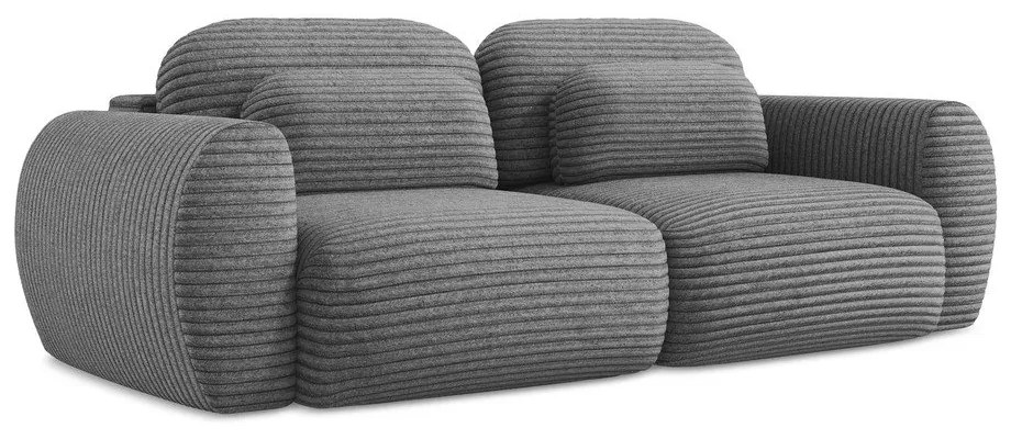 Canapea gri închis extensibilă/cu spațiu de depozitare cu tapițerie din catifea reiată 266 cm Kini – Makamii