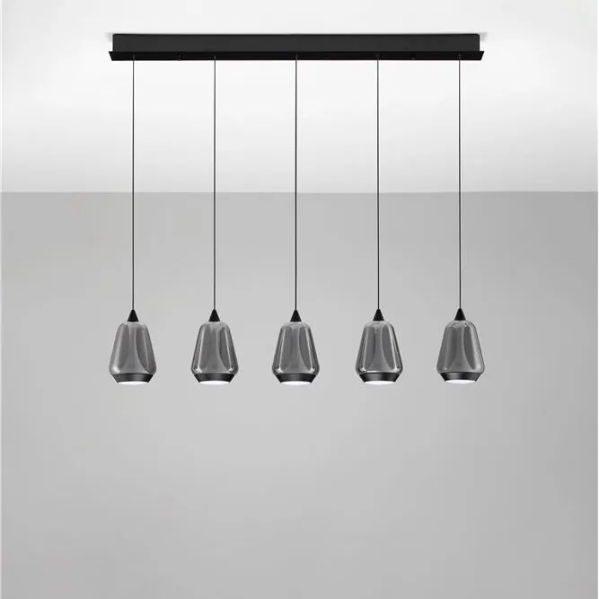 Lustra moderna cu 4 pendule LED, Metal, Sticla, Fumuriu, ALISH