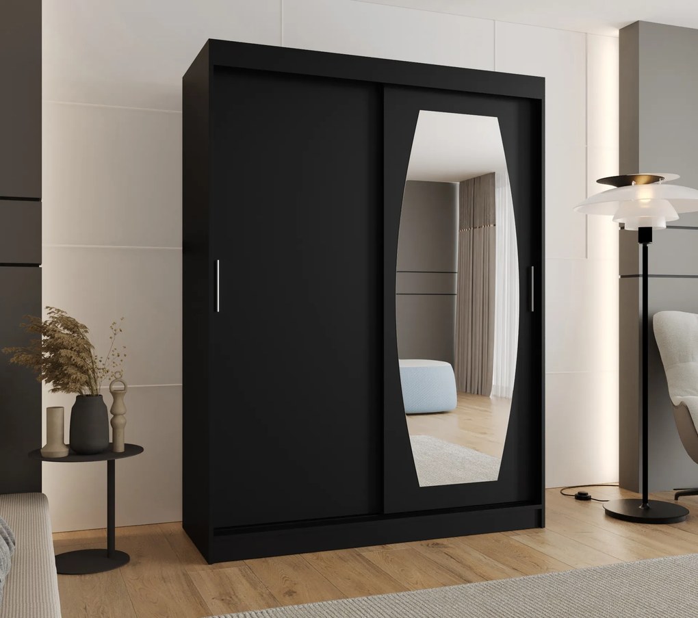 Dulap de haine 150 cm Rosaria (Negru). 1126298
