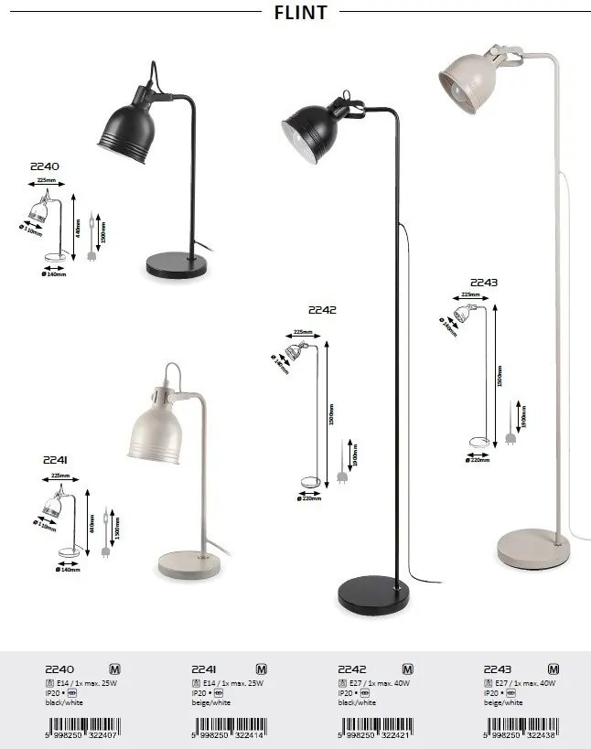 Veioza, lampa de masa design industrial Flint bej