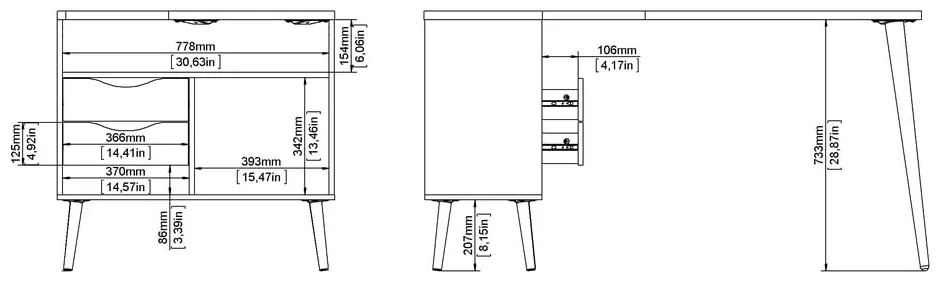 Birou cu aspect de lemn de stejar 145x81 cm Oslo - Tvilum