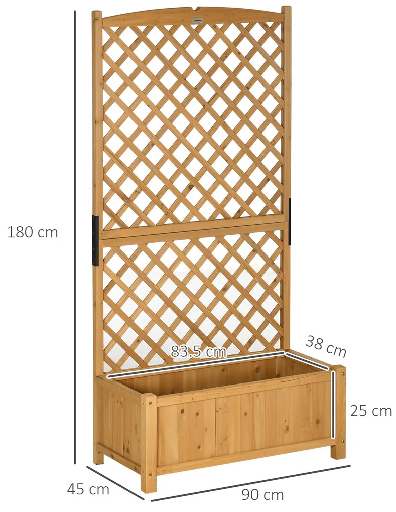 Outsunny Jardiniera de exterior din lemn de brad cu design vertical inaltat, 90x45x180 cm, Galben | Aosom Romania