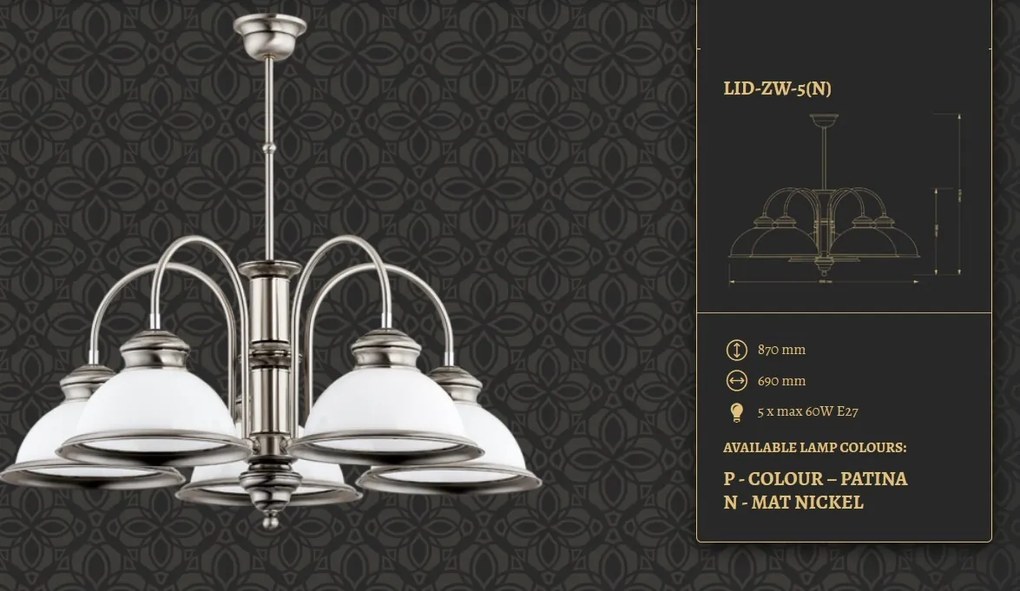 Lustra design clasic realizata manual Lido, 5L