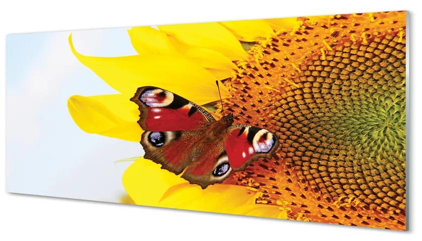 Tablouri acrilice floarea-soarelui fluture
