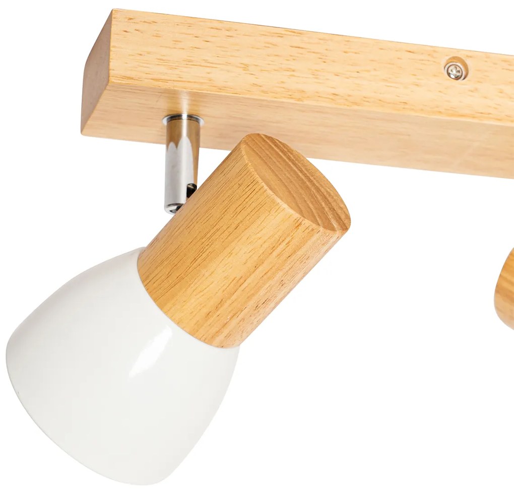 Plafonieră cu spoturi din lemn și alb, ajustabilă, cu 2 lumini - Thorin