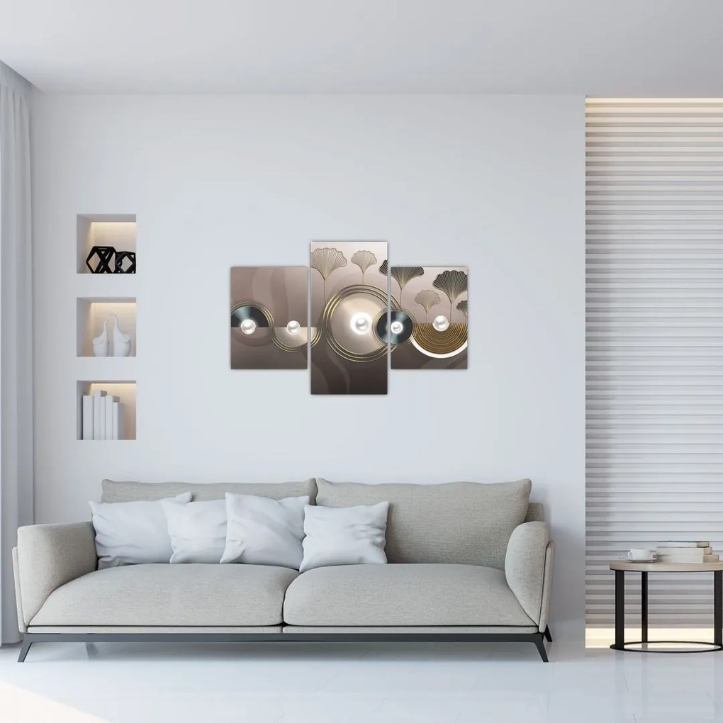 Tablou - Abstract maro-auriu (90x60 cm)