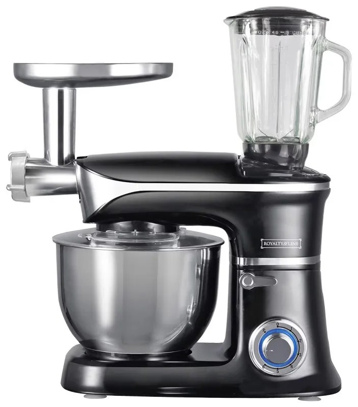 Robot de bucatarie 3in1 Royalty Line RL-PKM1900, 7BG, 1900W, 6.5 Litri, Blender, Mixer Planetar, Tocator, Negru