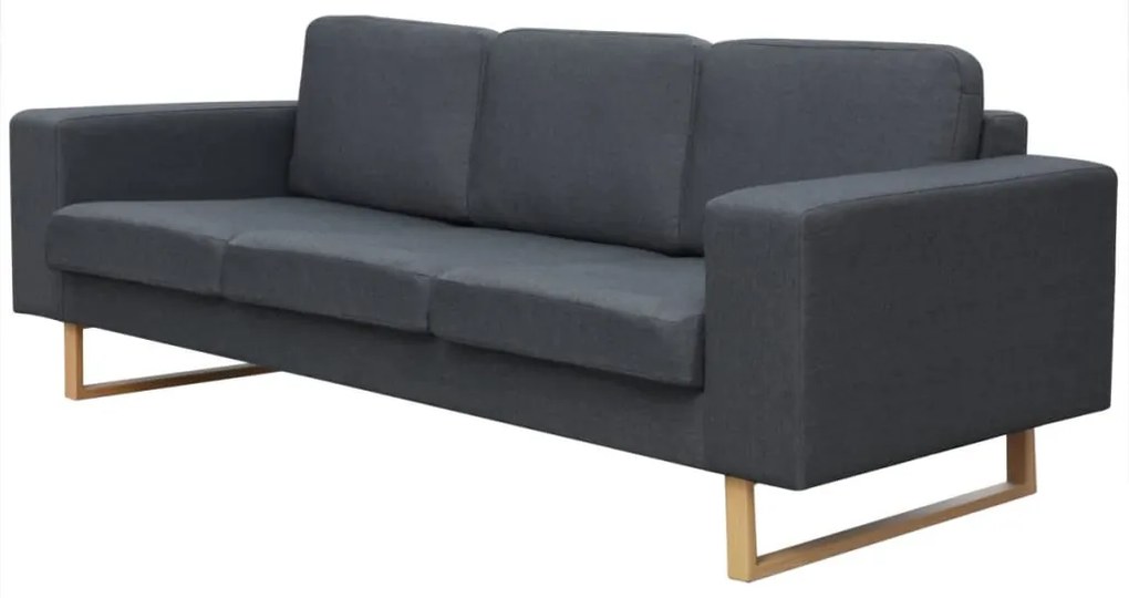 vidaXL Canapea cu 3 locuri, gri închis, material textil