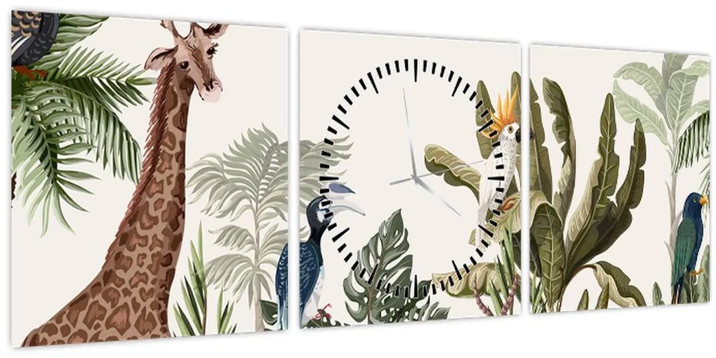 Tablou - Locuitorii africii (cu ceas) (90x30 cm)